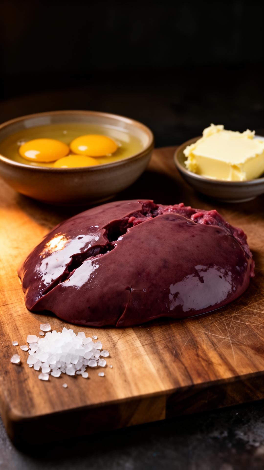 Raw liver, egg yolks and butter